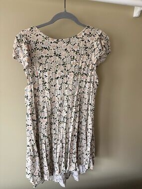 American Eagle Outfitters Cream Dress with Black Floral Print